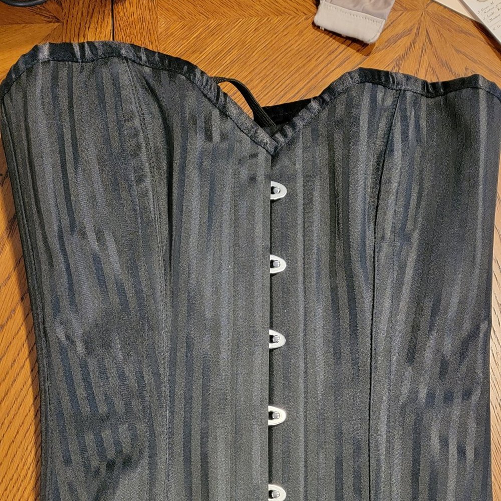 Black tuxedo striped corset